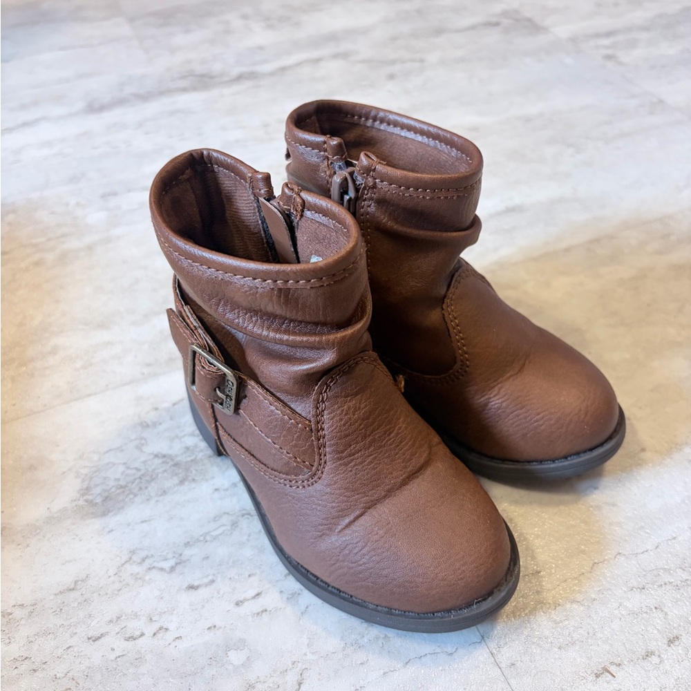 OshKosh B'gosh Brown Girls' Ankle Boots with Side Buckle